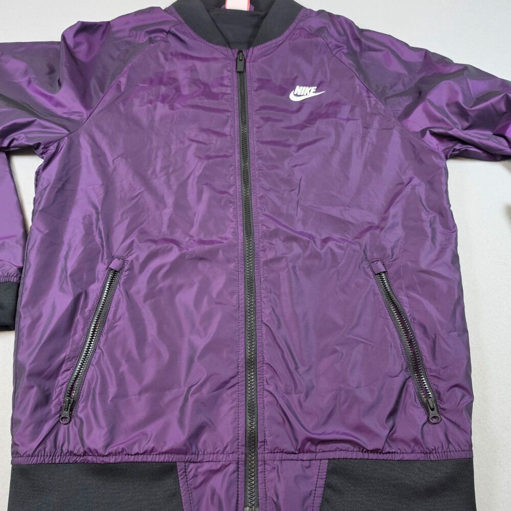 Nike Women's Jacket Size S Purple Black Full Zip Bomber Windbreaker